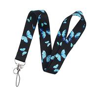 hansum Lanière de cou, lanières d'animaux de dessin animé avec boucle de sécurité, pour porte-badge d'identification, clés, permis de travail, téléphones portables (Color : Butterfly 1, Size : 45cm)