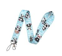 hansum Lanière de cou, lanières d'animaux de dessin animé avec boucle de sécurité, pour porte-badge d'identification, clés, permis de travail, téléphones portables (Color : Blue panda, Size : 45cm)