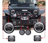 HANSWDEU 7" LED Phare Avant Halo + Clignotant + Feu de Position Latéral pour Wrangler JK