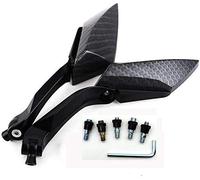 HANSWDEU Pair Retroviseurs miroir pour Moto Scooter bande roulement vis 8mm 10mm design carreau carboné rotation ajustable