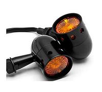 HANSWDEU Perforé Ampoule Clignotant Moto pour Rétro Personnalisé Sanglier Chopper Bobber Projet - Noir - non Led