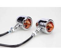 HANSWDEU Vintage Refit Phare Chromé/Ambre Bullet Lampe LED 12V 10W Lampe de signal pour Sportster Softail Bobber Scooter Turn