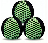 HanTang Lot de 3 Balles de Jonglage pour Adultes - Idéal pour Débutants - Balles Anti-Roulis (120g, 65mm) - Excellente Prise en Main - Tissu Mesh Robuste - Sac de Rangement Inclus, Noir/Vert