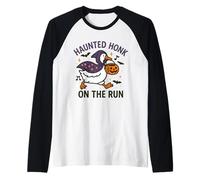 Hantée Honk Goose on The Run Funny Halloween Kids Manche Raglan
