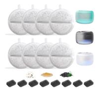 Hantoc 16 Packs Fontaine à Fleur Filtres pour Chat, Filtre à Charbon 8 pièces et Une éponge en Mousse 8 pièces pour Chat de 2.5L Fontaines à Apetgo-3 F-016B avec la résine et Charbon Actif