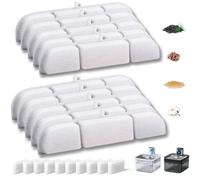 Hantoc 20 Packs Fontaine à Fleur Filtres pour Chat, Filtre à Charbon 10 pièces et Une éponge en Mousse 10 pièces pour 2,5 L Fontaines à Eau pour Chat à Piles à DPWFP6 avec la résine et Charbon Actif