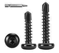 HanTof Lot de 100 vis autoperceuses à tête cylindrique Torx haute résistance pour métal, noir #8 x 1, vis autoperceuses en acier inoxydable 410, assortiment de vis TEK avec 1 embout T20