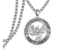 Hantuorui Collier phénix sobriété - Argent sterling 925 avec pendentif symbole de récupération AA - Cadeaux de sobriété pour homme et femme