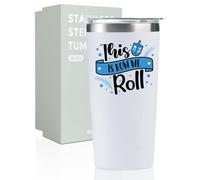 Hanukkah - Cadeau juif pour homme et femme - Tasse en acier inoxydable de 591 ml avec couvercle - Cadeau pour les fêtes juives Chanouka pour amis, collègues, voisins - That's How We Roll