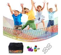 Hanured Double Couches d'escalade Net, Jeu De Sécurité De Jeu pour Enfants Extérieur, Filet d'escalade pour Terrain de Jeu Irisé, Kits De Maison d'arbre à Pont De Corde pour Arrière-Cour(Size:2x3m)