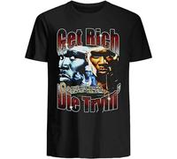 HANXI 50 Cent T Shirt Get Rich Or Die Tryin' Vintage Shirt Cotton Unisex Black XXL