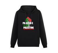 HANXI Free Palestine Gaza Freedom Protest Support Hoody Unisex Long Sleeve Hooded with Pocket Black XL