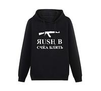 HANXI Game CS GO Counter Strike Rush B Cyka Blyat Novelty Hoody Unisex Ptinted Hoodies Long Sleeve Men's Hooded with Pocket Black XL