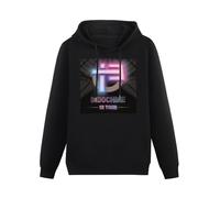 HANXI Indo Chine Most Popular Band Rock Indochine is Humor Hoody Unisex Ptinted Hoodies Long Sleeve Men's Hooded with Pocket Black XL