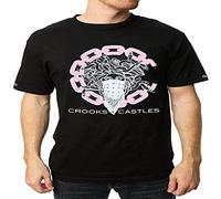 HANXI Men Cotton T Shirts Crooks and Castles Man Round Neck Tops Black XXXL
