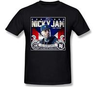 HANXI Na Mens Short Sleeve T-Shirt Soft Nicky Jam Logo Round Neck Shirts Black L