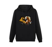 HANXI Unisex Sweatshirt Spirit Stallion of The Cimarron Hooded with Drawstring Pockets Hoody Unisex Ptinted Hoodies Long Sleeve Men's Hooded with Pocket Black L