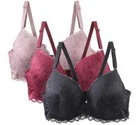 HANXIULIN Brassiere Blanche Femme,Lot de 3 Soutien Gorge avec Armature Push Up Grande Taille Soutiens-Gorge Femme Dentelle Bustier Bretelles Réglables Look Moderne Brassiere
