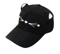 HANXIULIN Cas Guy Cap Oreilles Mode Étudiants Sauvage Visière Mignon Printemps Chat Baseball Casquette Perles Casquettes de Baseball Cap Adulte, Noir , taille unique