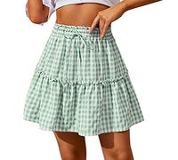 HANXIULIN Jupe Femme Courte en Mousseline de Soie Noire balançoire Cloche Jupe Longue Plage Jupe Taille élastique Jupe de Plage Jupe à Volants Femme Jupe d’été Femme