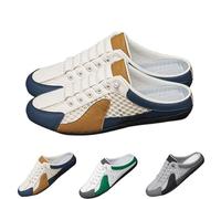 HANYILI 2024 Nouveaux Hommes Slip on Mule Baskets Pantoufles Chaussures de Sport décontractées Baskets Basses Baotou Half Drag pour Hommes Beige EU-42