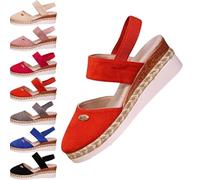 HANYILI 2024 Nouvelles Sandales compensées à Plateforme élastique pour Femmes Espadrilles à Bout fermé été antidérapant Plage Chaussures habillées décontractées (Orange,EU-39)