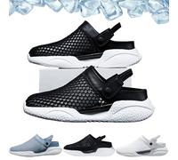 HANYILI Sandales d'été orthopédiques évidées pour hommes, chaussures de marche de soutien de la voûte plantaire en maille respirante sabots antidérapants, pantoufles de plage (Noir,EU-44)