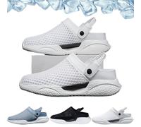 HANYILI Sandales d'été orthopédiques évidées pour hommes, chaussures de marche de soutien de la voûte plantaire en maille respirante sabots antidérapants, pantoufles de plage (Blanc,EU-40)