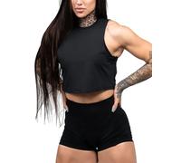 Hanyomo Femmes Yoga Entraînement Débardeurs Aptitude Musculation Gilet court Athlétique Chemises sans manches 2557 Noir L