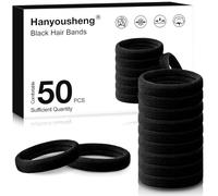 Hanyousheng 50 Pièces Elastique Cheveux, 8 mm Chouchou Cheveux, Chouchou Cheveux Fille, Elastique Cheveux Fille, Petit Elastique Cheveux, pour Femmes Hommes et Enfants, Noir