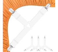 Hanyousheng Attache Drap Housse, 4 Pcs Blanc Tendeur Drap Housse, Élastiques Ajustables Sangle Drap Housse avec Pinces Métalliques, Tendeurs De Drap pour Draps, Matelas, Ou Canapé