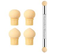 Hanyousheng Nail Art Brosse Éponge, Double Tête Brosse Éponge, avec 4 Têtes de Rechange, Outil de Dégradé de Render de Vernis à Ongles pour Ongles DIY(Blanc)