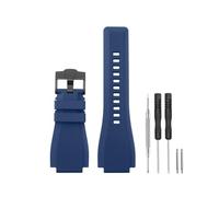 HANYTON Compatible avec les bracelets de montre Bell & Ross, bracelet de rechange en silicone souple de 24 mm pour montre Bell Ross Series BR01 BR03, noir (boucle bleu/noir)