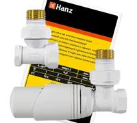 HANZ Kit de vannes de radiateur d'angle 1/2" blanc - Thermostat avant + retour avec tête thermostatique KIT-T12A-WE2
