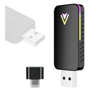 Hanzete Adaptateur de transmission sans fil 2 en 1 pour voiture filaire vers module de transmission sans fil AutoMobile-Phone Link Box USB-A/USB-C Plug & Play avec lumière ambiante