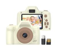Hanzete Appareil photo numérique 1080p pour enfants Double objectif Écran IPS 6,1 cm Écoute de la musique Batterie intégrée avec sangle tour de cou 32 Go TF Lecteur de cartes USB Anniversaire Christ
