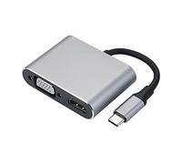 Hanzete Hub 4 en 1 Type-C vers HD VGA Adaptateur USB Type-C Multiport Convertisseur Splitter avec Sortie 4K HD USB3.0 PD Port de Charge Compatible avec MacBook Pro 2020 Chromebook Surface Go