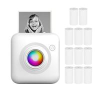 Hanzete Mini imprimante de poche portable 58 mm Imprimante thermique sans fil Connexion BT pour étiquettes d'image, bricolage, liste, mémo, notes, journal, reçus, autocollant instantané avec 11