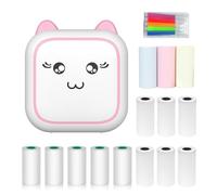 Hanzete Mini Imprimante Thermique Multifonction Portable Autocollant Maker Instant Photo Sans Encre Support Connexion BT pour Smartphone avec 9 Rouleaux de Papier 57mm + 5 Rouleaux de Papier