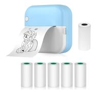 Hanzete Mini Imprimante Thermique Multifonction Portable Autocollant Maker Instant Photo Sans Encre Support Connexion BT pour Smartphone avec 1 Rouleau de Papier 57 mm + 5 Rouleaux de Papier