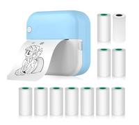 Hanzete Mini Imprimante Thermique Multifonction Portable Sticker Maker Instant Photo Sans Encre Support Connexion BT pour Smartphone avec 1 Rouleau de Papier 57mm + 10 Rouleaux de Papier Autocollant
