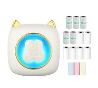 Hanzete Mini imprimante thermique portable sans fil Connexion BT 203 DPI pour étiquette d'image DIY liste Meno Notes Journal Reçu Papier Autocollant instantané avec 6 rouleaux de papier thermique + 5