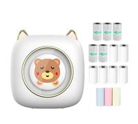 Hanzete Mini imprimante thermique portable sans fil Connexion BT 203 DPI pour étiquette d'image DIY liste Meno Notes Journal Reçu Papier Autocollant instantané avec 6 rouleaux de papier thermique + 5