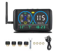 Hanzete Système de surveillance de la pression des pneus à charge solaire et USB 12,7 cm TPMS solaire pour camping-car avec 4 capteurs et 4 modes d'alarme avec écran LCD couleur 0-13 bar/0-188 PSI