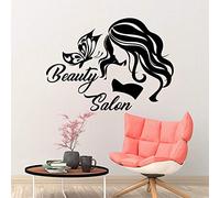 HANZHAO Art Stickers muraux Mode Coiffure Stickers muraux Salon de beauté Vinyle Stickers muraux Papillon Filles Salon de beauté décoration étanche Art peintures murales 57X42CM