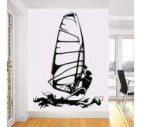 HANZHAO Autocollant Mural Cool Surfeur Autocollant Mural Sport Planche à Voile Kite Surf Sports Nautiques Vinyle Autocollant Mural pour la Maison intérieur Chambre décoration Affiche 79X57CM