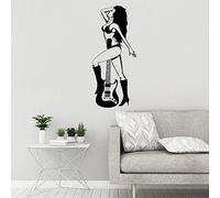 HANZHAO Physique Mathématiques Étude Apprentissage Autocollants Inspirants Stickers Muraux Guitare Filles Stickers Muraux Pin Up Sexy Femmes Musique Stickers Muraux Salle De Musique M 58X26CM