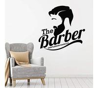 HANZHAO Stickers muraux Barber Shop Outils Hommes Mode Salon de Coiffure Décoration Intérieure Portes et Fenêtres Stickers en Vinyle Mot Art Papier Peint Noir Stickers Muraux 57x59 cm