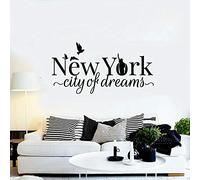 HANZHAO Stickers muraux Vintage New York Vinyle Stickers muraux pour Salon New York rêve Statue de la liberté Oiseau Stickers muraux Cuisine Chambre décoration 42x79cm