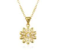 Hao Wu Xuan 12,4 mm or marguerite pendentif minimaliste pavé chrysanthème collier platine fleur breloques bijoux cadeau